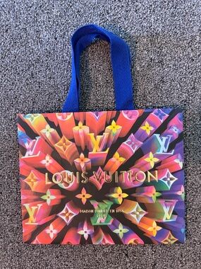 Louis Vuitton Multicolor Monogram paper Tote with Blue Handles